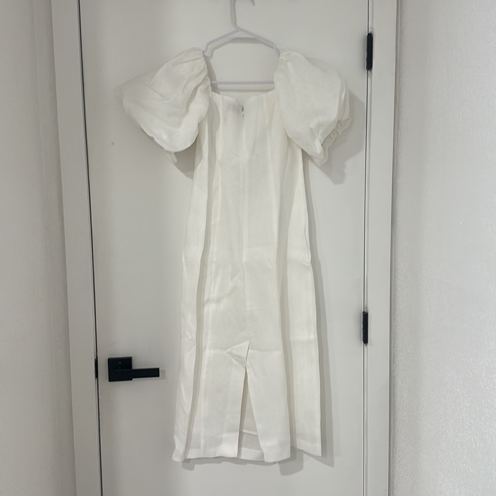 RHODE Women's Karima Off-Shoulder Puff Sleeve Midi Dress, White - Picture 5 of 7